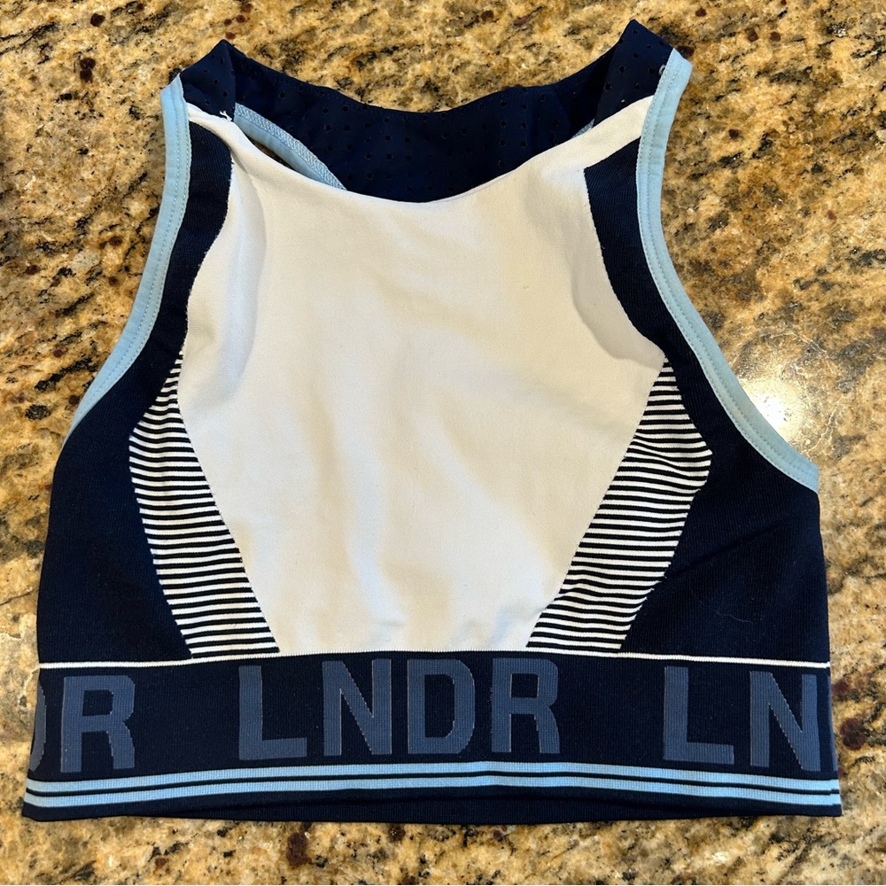 EUC LNDR white blue sports bra Small/XS